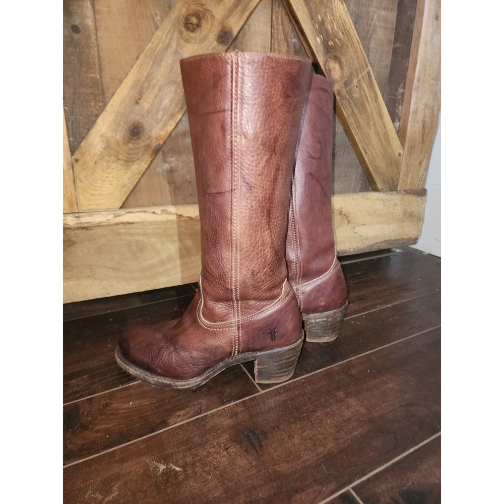 VTG Frye Campus Leather Brown Boots 8M Womens Round Toe Western Made in USA - Picture 5 of 16